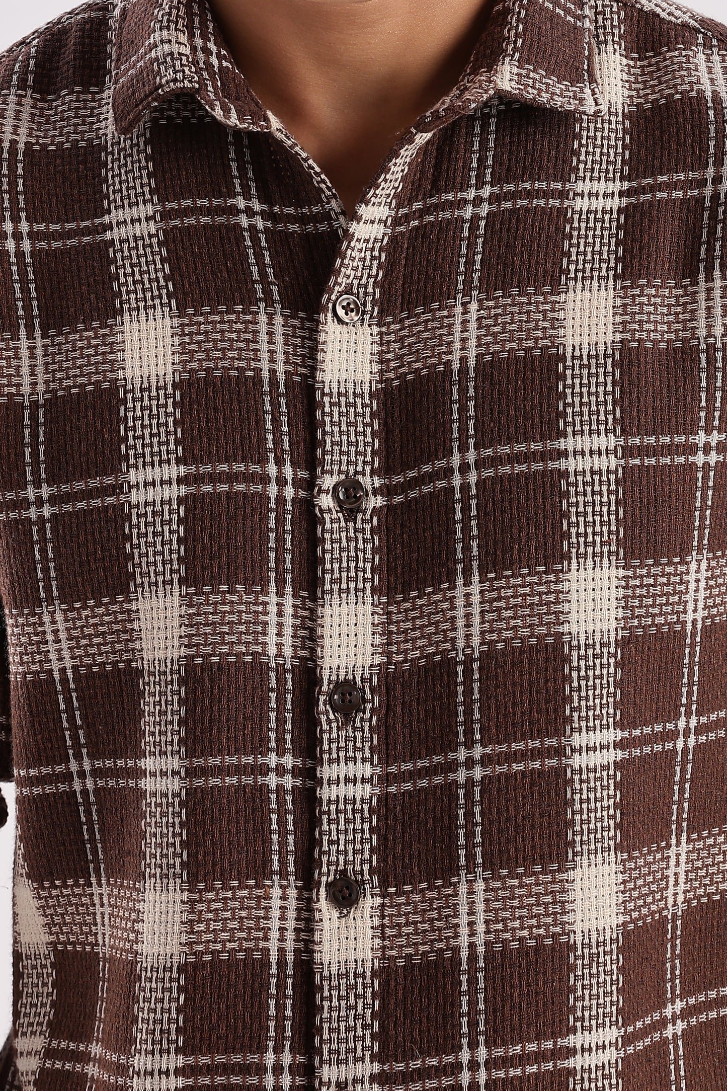 Men Mocklino Shirts-Brown