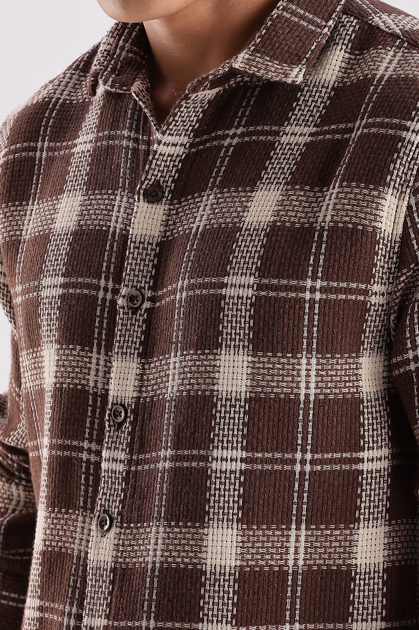 Men Mocklino Shirts-Brown