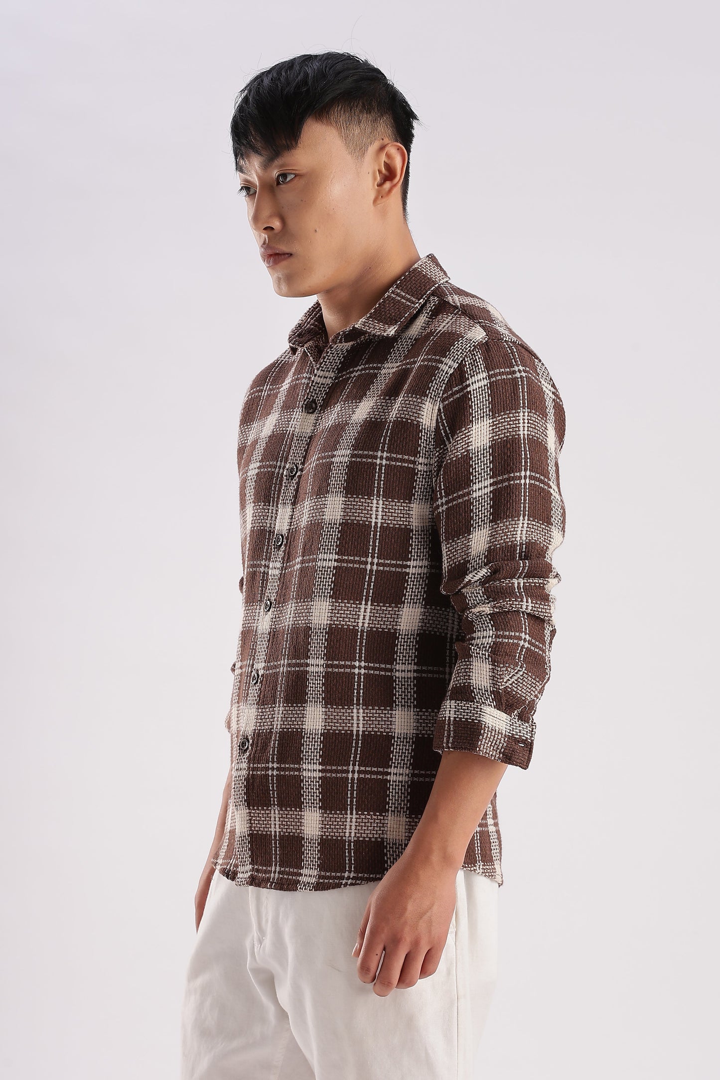 Men Mocklino Shirts-Brown