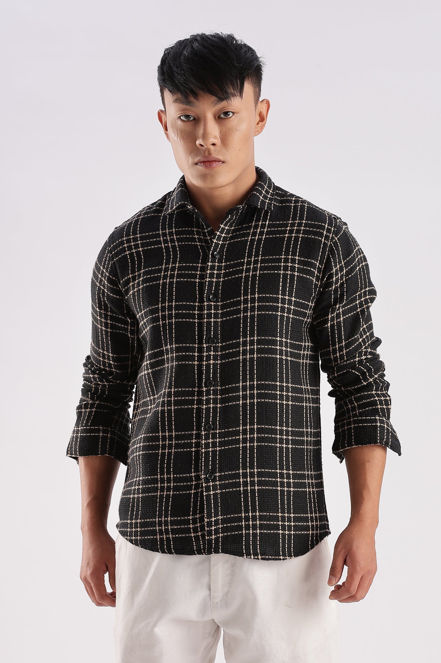 Men Mocklino Shirts-Black