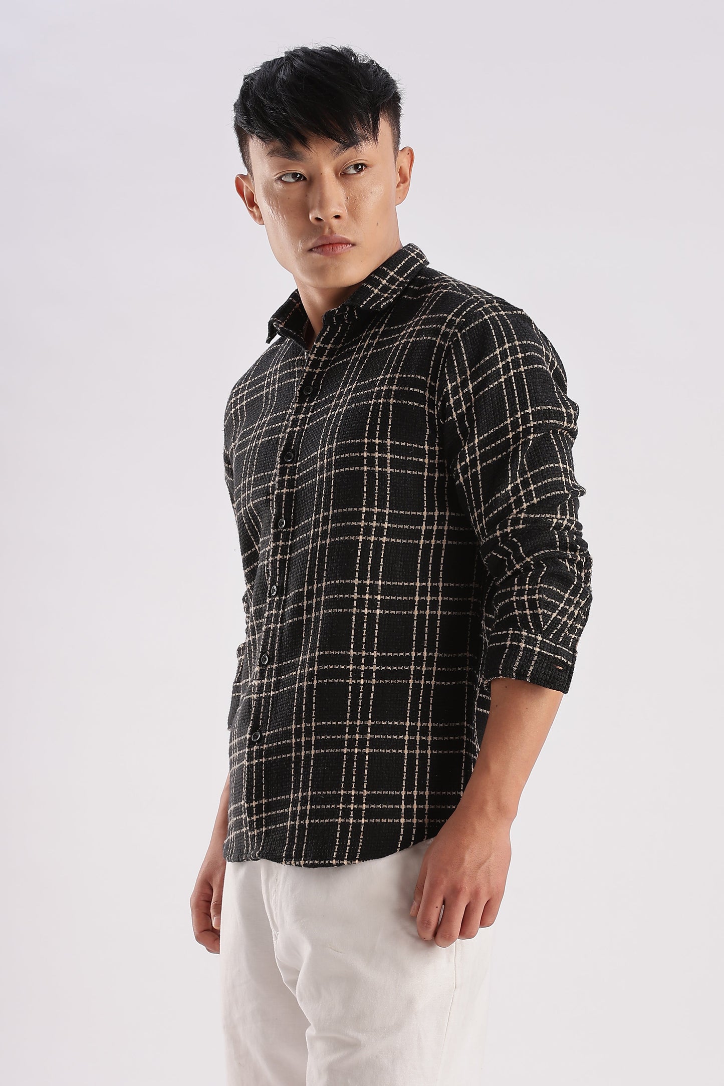 Men Mocklino Shirts-Black