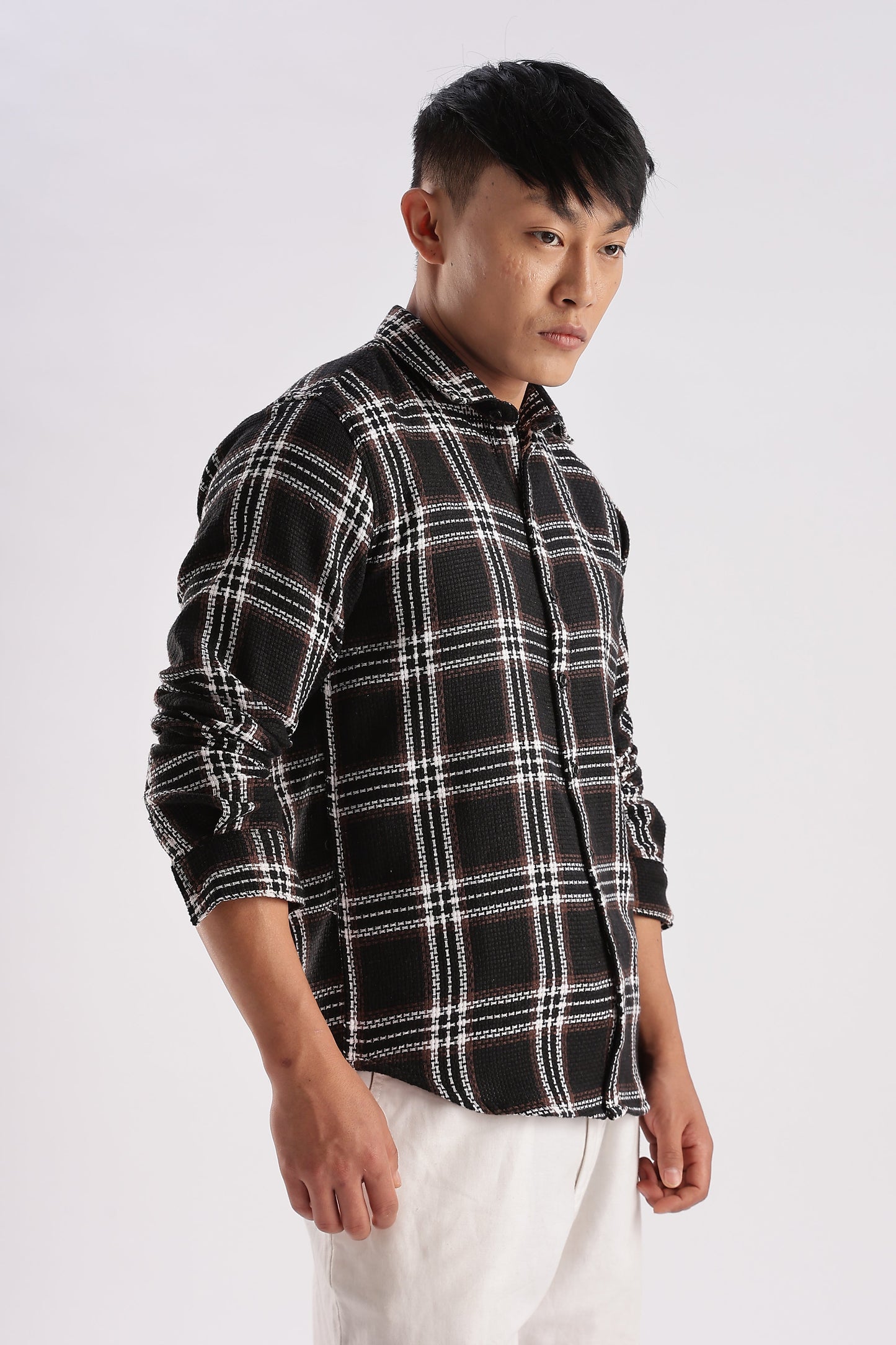 Men Mocklino Shirts-Black Brown