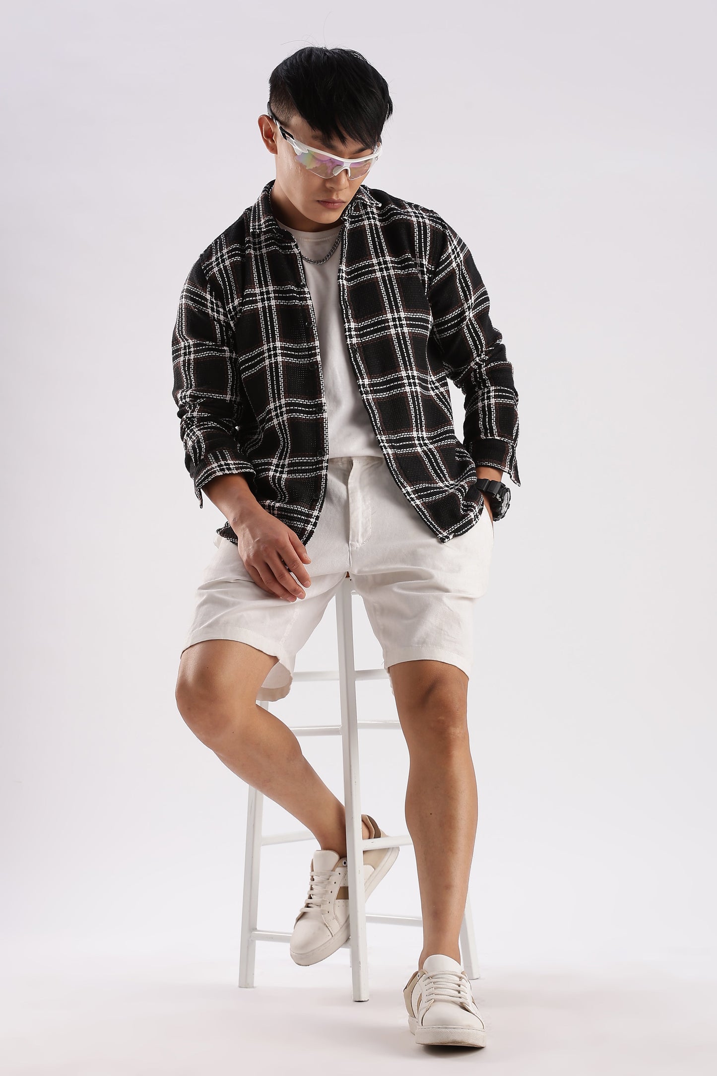 Men Mocklino Shirts-Black Brown