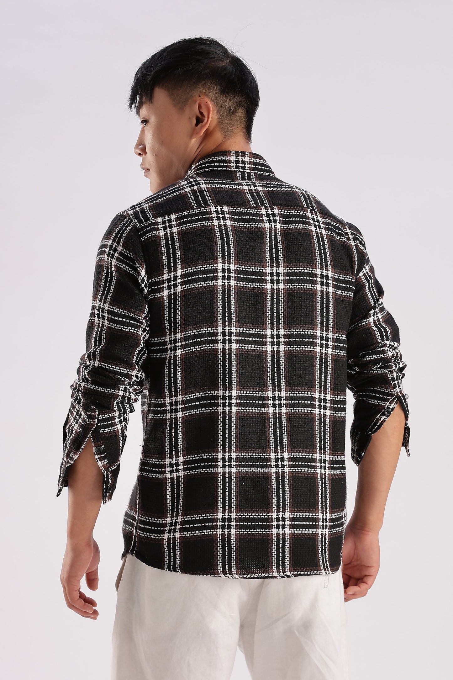 Men Mocklino Shirts-Black Brown