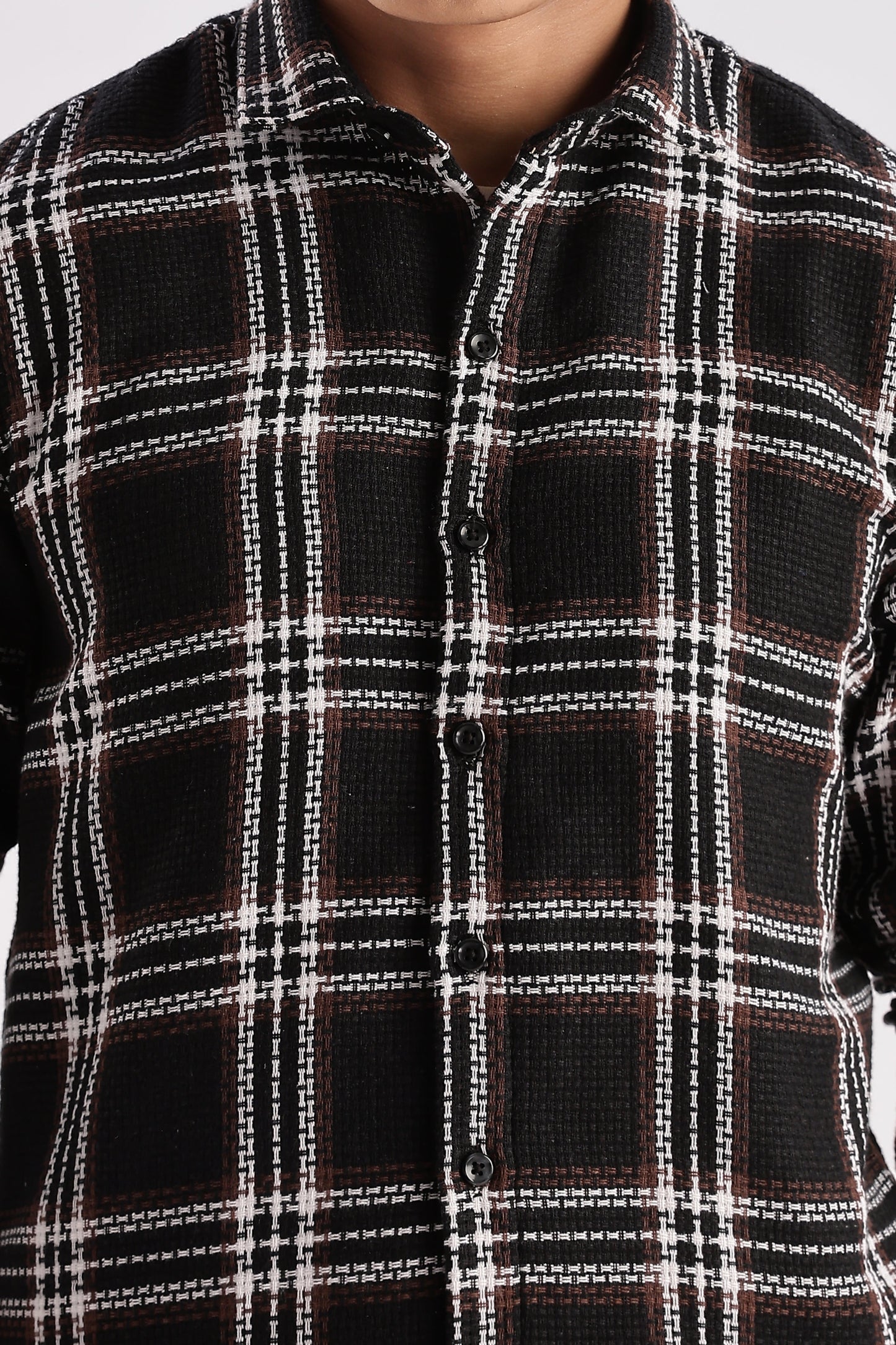 Men Mocklino Shirts-Black Brown