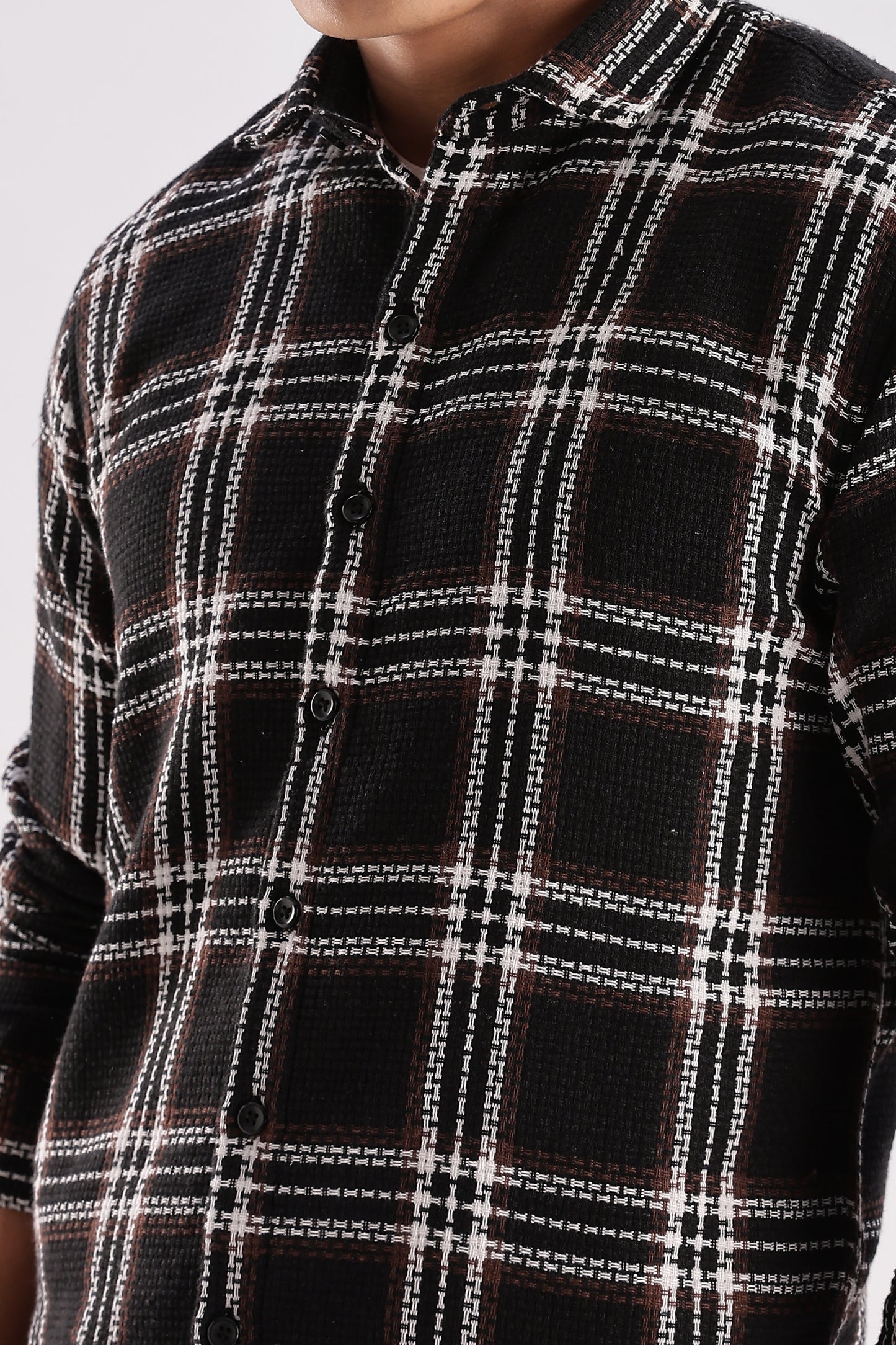 Men Mocklino Shirts-Black Brown