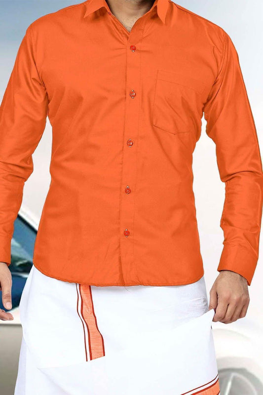 Men Dhoti Set-Orange