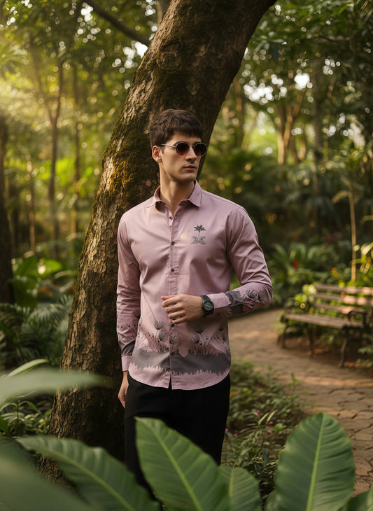 Artful Print Cotton Satin Shirt