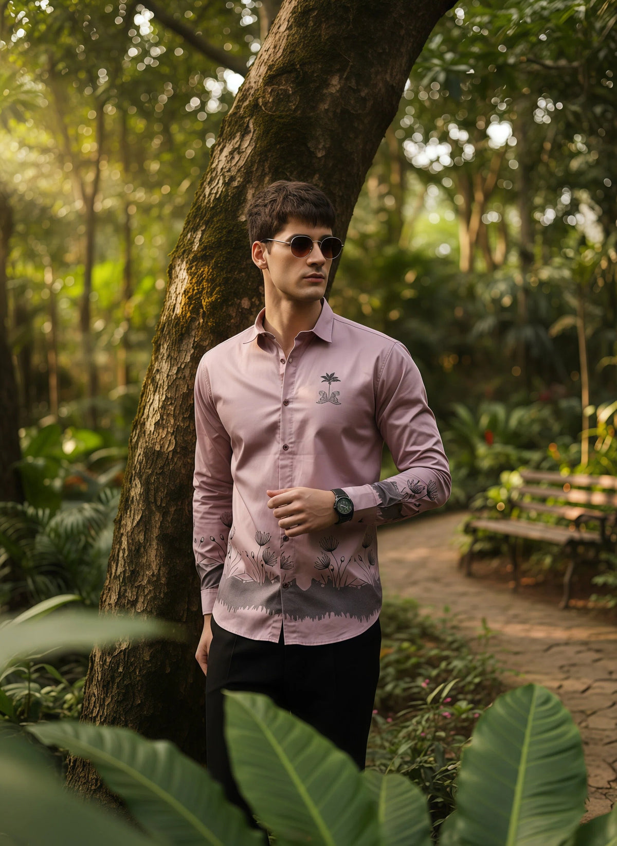 Artful Print Cotton Satin Shirt