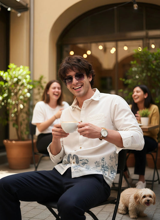 Artful Print Cotton Blend Shirt