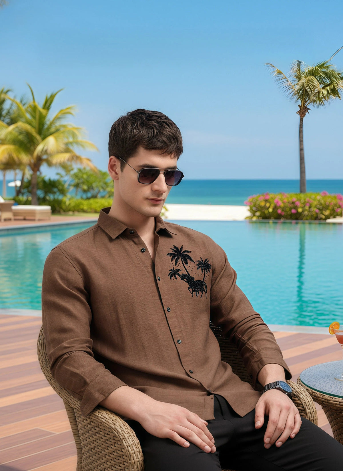 Artful Print Viscose-Lyocell Shirt