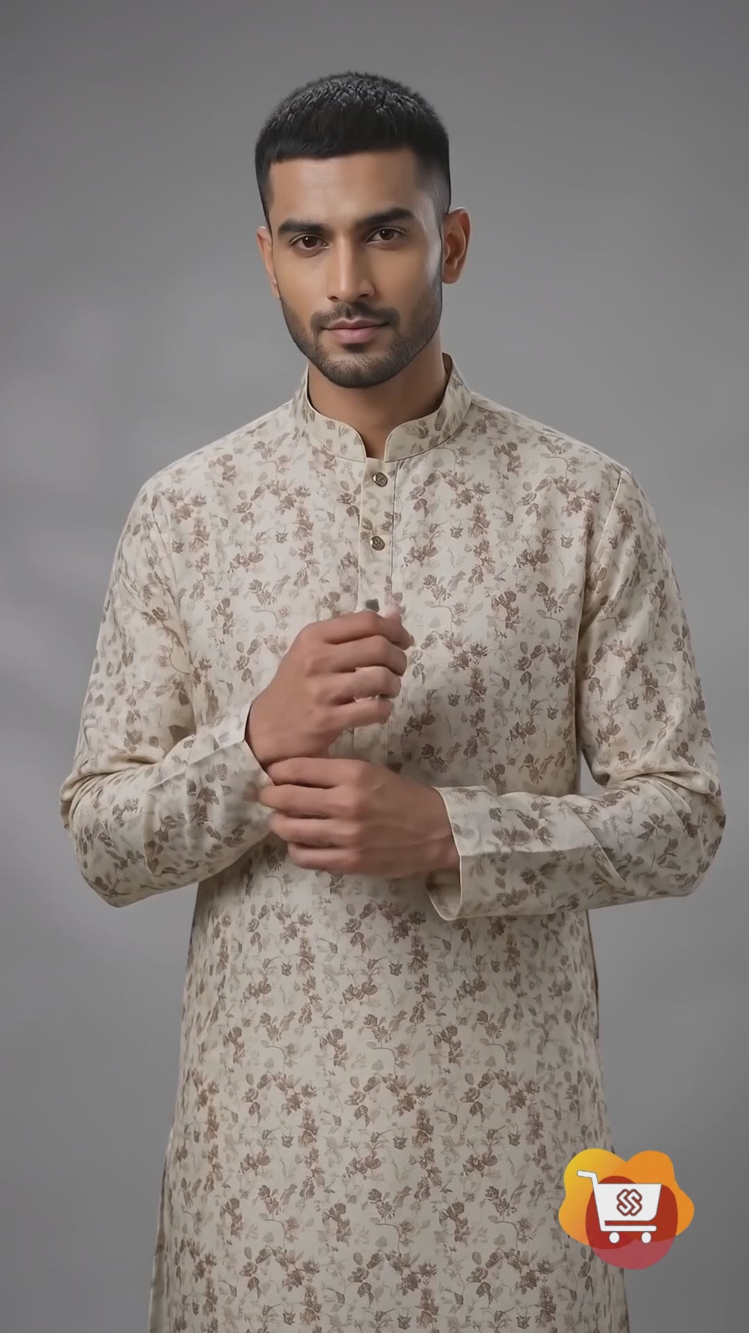 Fire Orrange Gold Print Uvvam Kurta