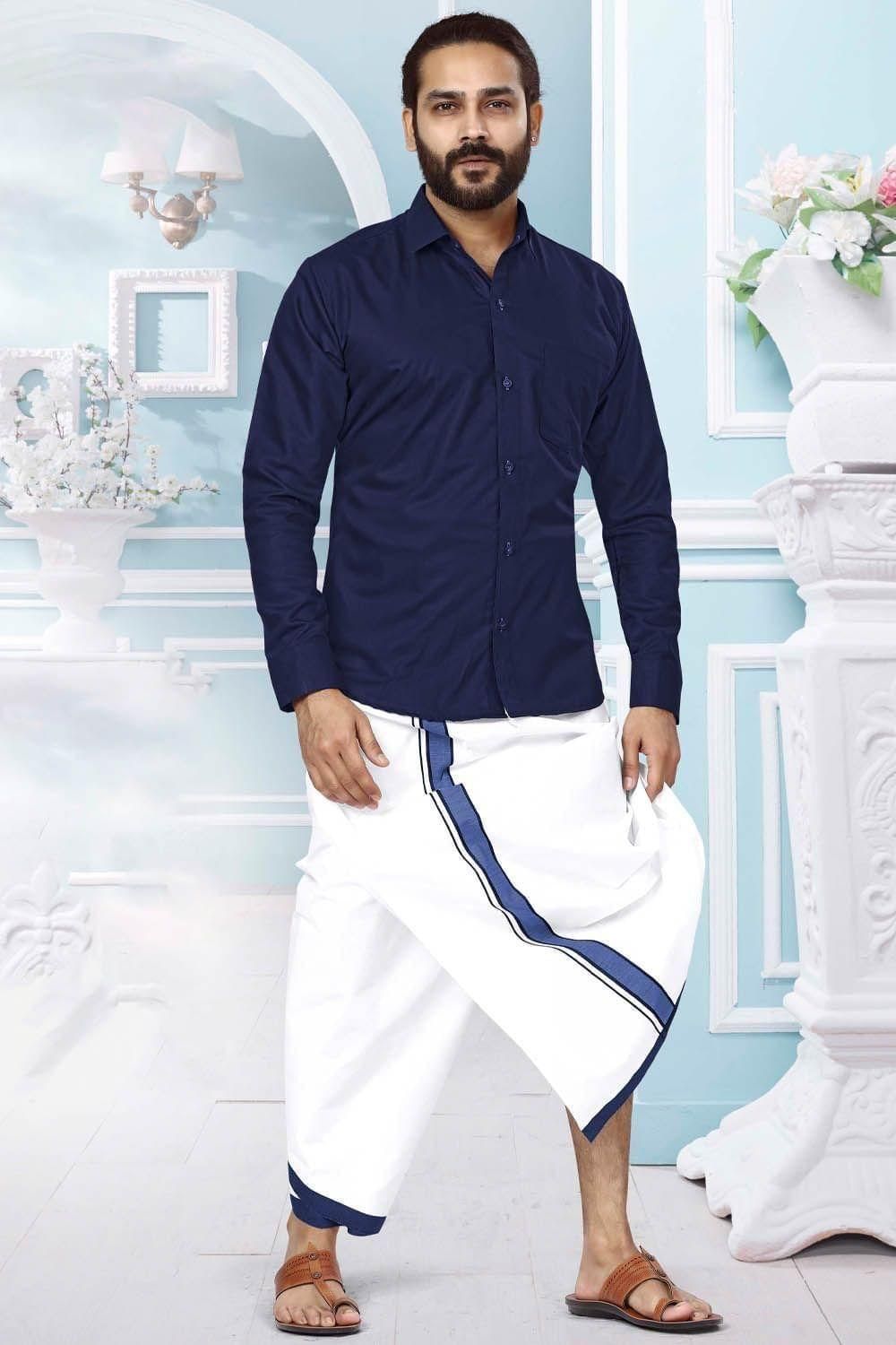 Blue shirt with deals dhoti
