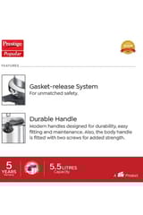 Prestige Popular Pressure Cooker 5.5l 10016