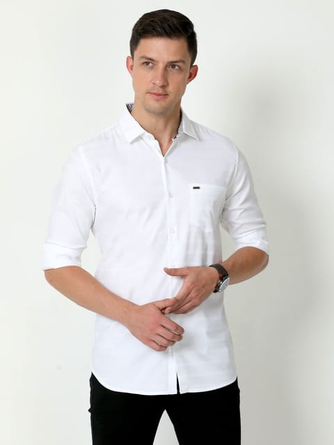 Urbaro White Full Sleeve Plain Shirt