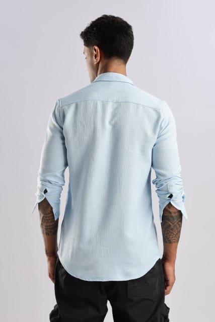 Men Air Like Linen Vintage Shirt-Sky Blue