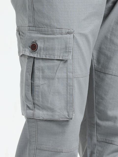 Men Self Design Breeze Cargoes-Lt Grey