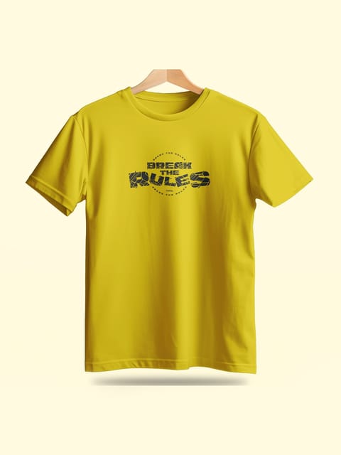 Caslay Sustainable - Break The Rules - Yellow Crew Neck Printed T-Shirt