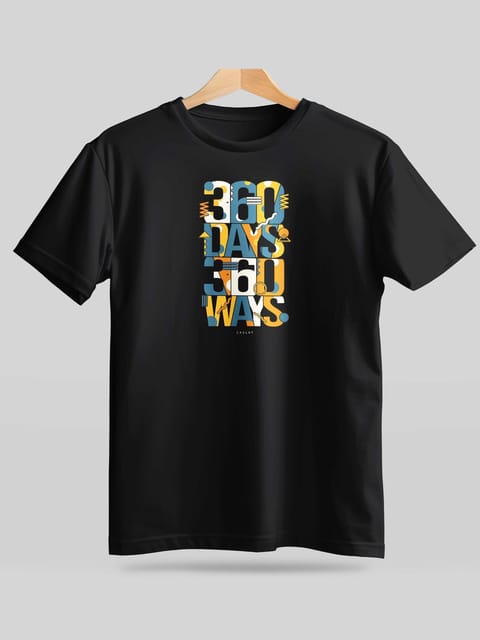 Caslay Sustainable - 360 Days or 360 Ways Black Crew Neck Printed T-Shirt