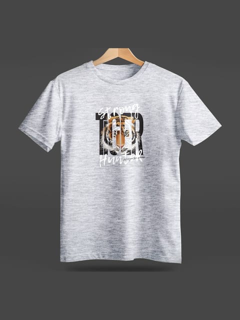 Caslay Sustainable - Hunger For Success - Grey Crew Neck Printed T-Shirt