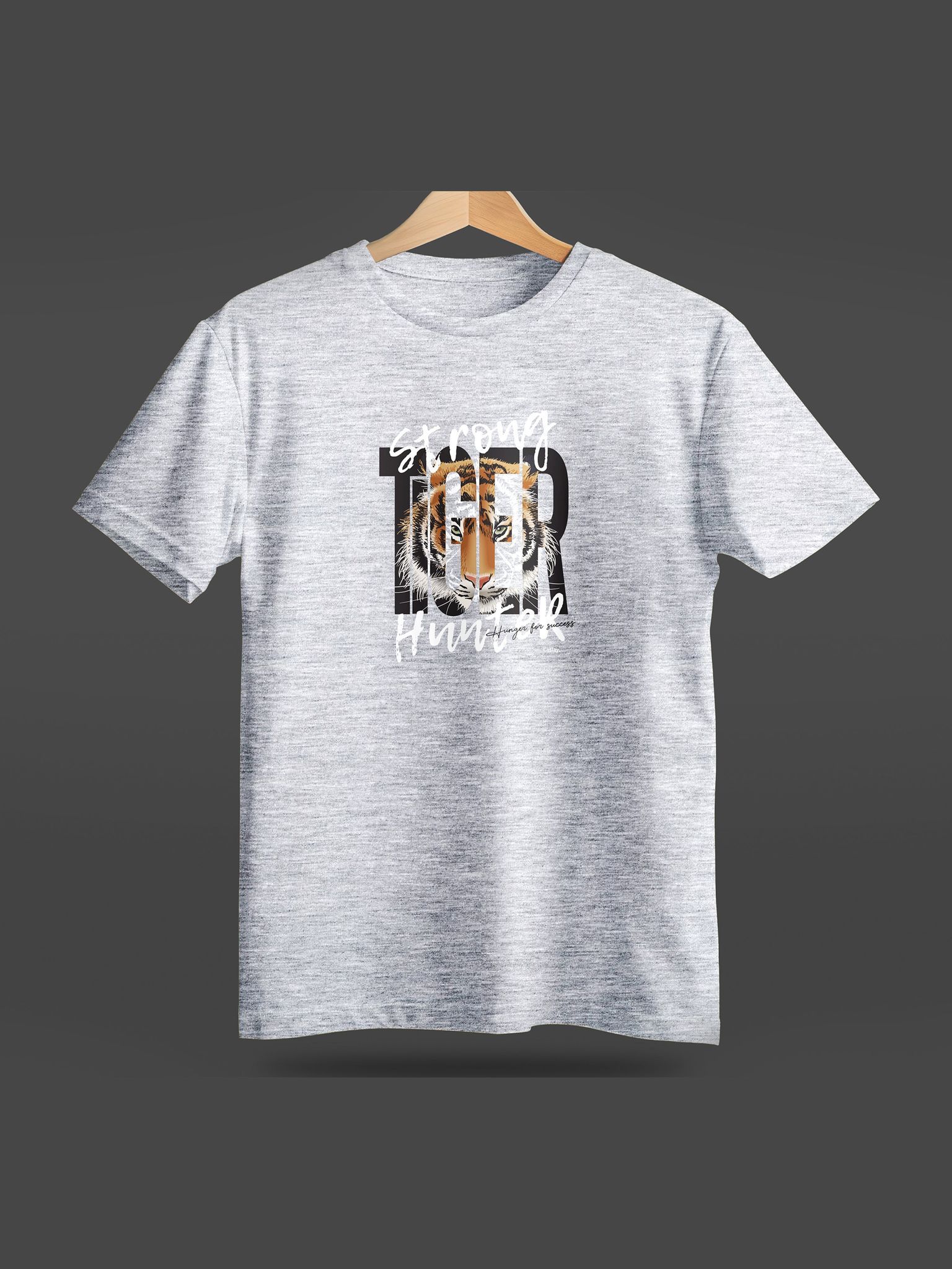 Caslay Sustainable - Hunger For Success - Grey Crew Neck Printed T-Shirt