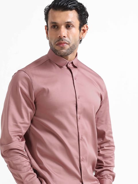 Classic Lycra Comfort Stretch Shirt In Dark Peach